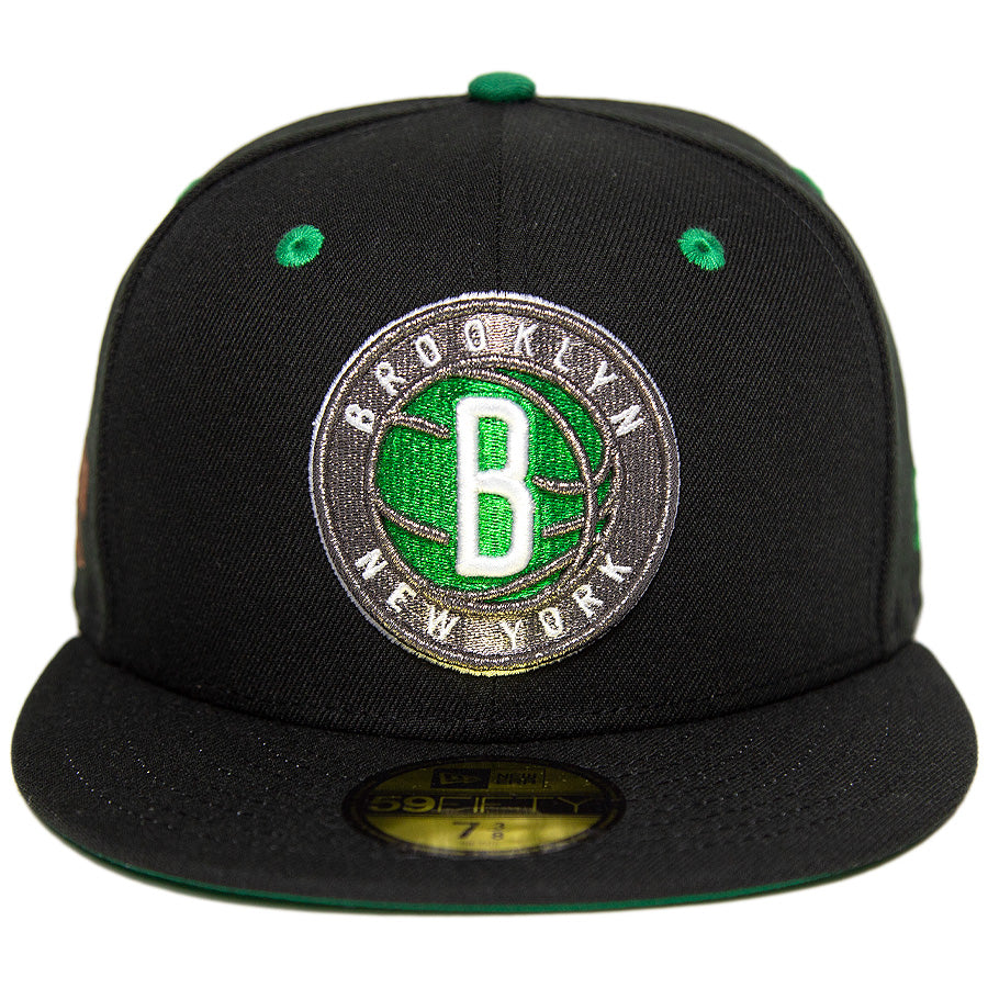 ニューエラ キャップ カスタム 帽子 NEW ERA CAP BEER ビール KINGS 別注 59FIFTY NBA ブルックリン ネッツ ブラック/グリーン ケリーグリーンアンダーバイザー 71034677 正面