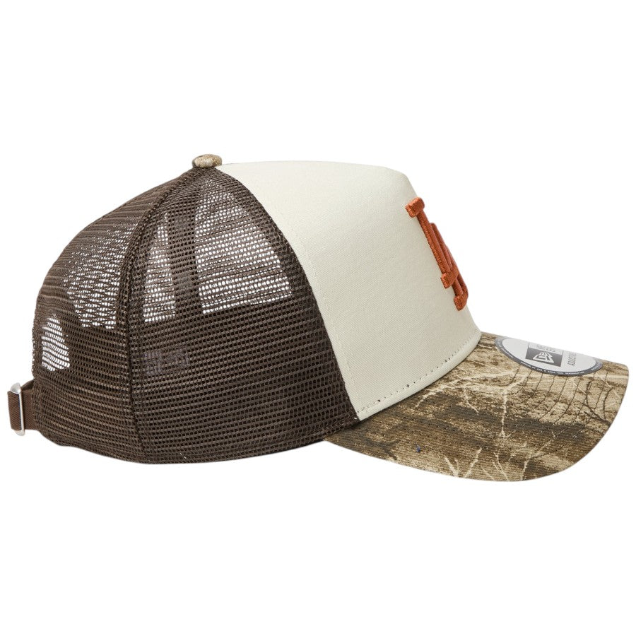 ニューエラ キャップ 帽子 NEW ERA CAP 9FORTY A-Frame トラッカー MLB Real Tree Camo ロサンゼルス ドジャース リアルツリーカモ/クロームホワイト 15137101 右サイド