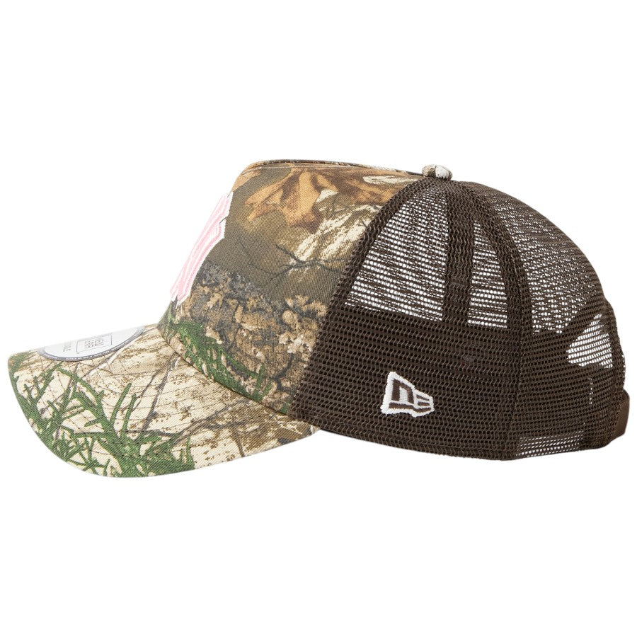 ニューエラ メッシュ キャップ 帽子 NEW ERA CAP 9FORTY A-Frame トラッカー MLB Real Tree Camo ニューヨーク ヤンキース リアルツリーカモ 15137096 左サイド