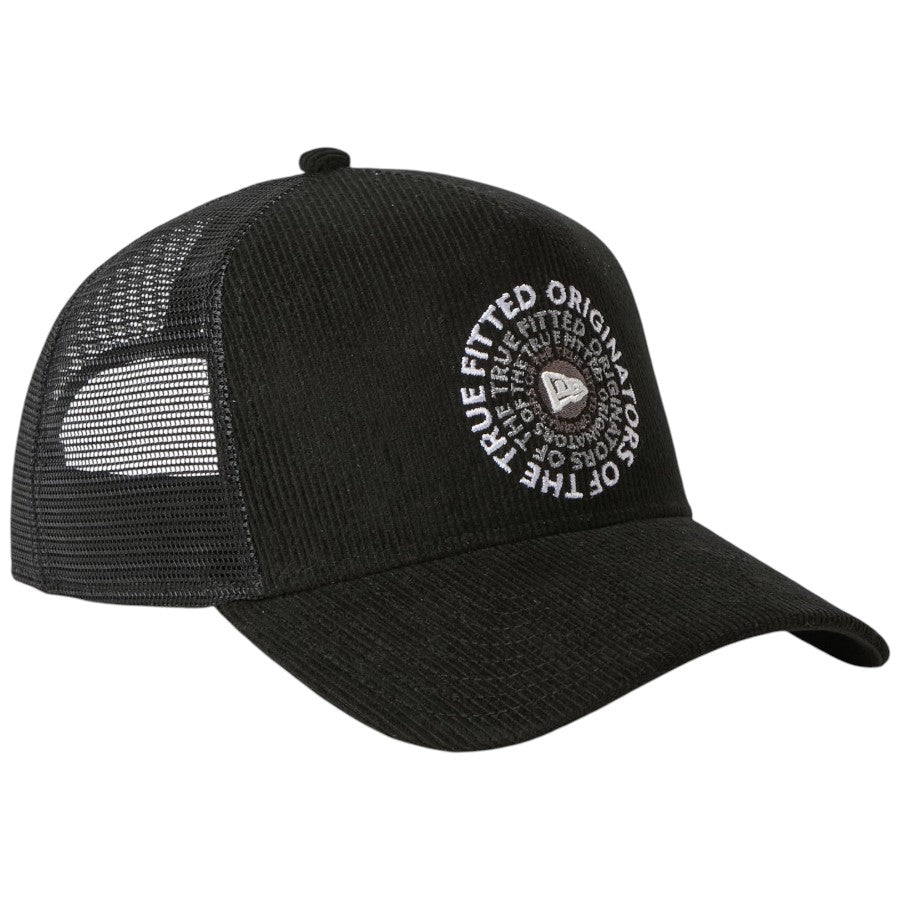 ニューエラ キャップ 帽子 NEW ERA CAP 9FORTY A-Frame トラッカー Corduroy コーデュロイ OOTTF ブラック 15137091 左斜め前