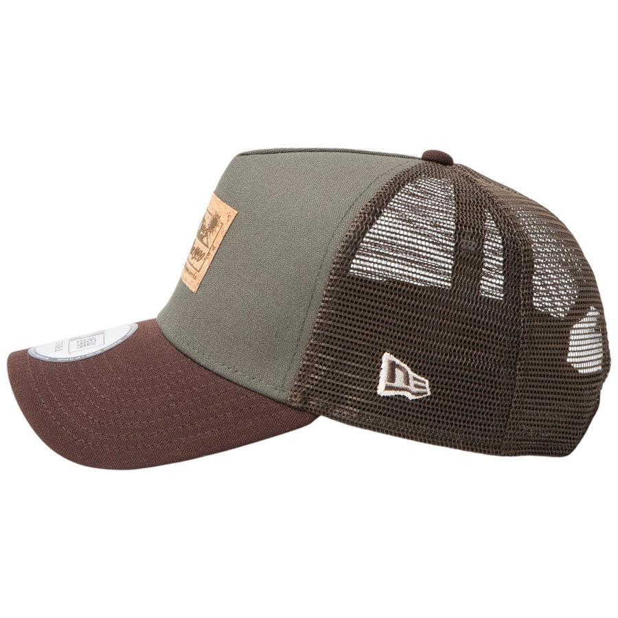 ニューエラ キャップ 帽子 NEW ERA CAP 9FORTY A-Frame トラッカー Cork Patch コルクパッチ モス/バーントウッド 15125115 | アウトドア 左サイド