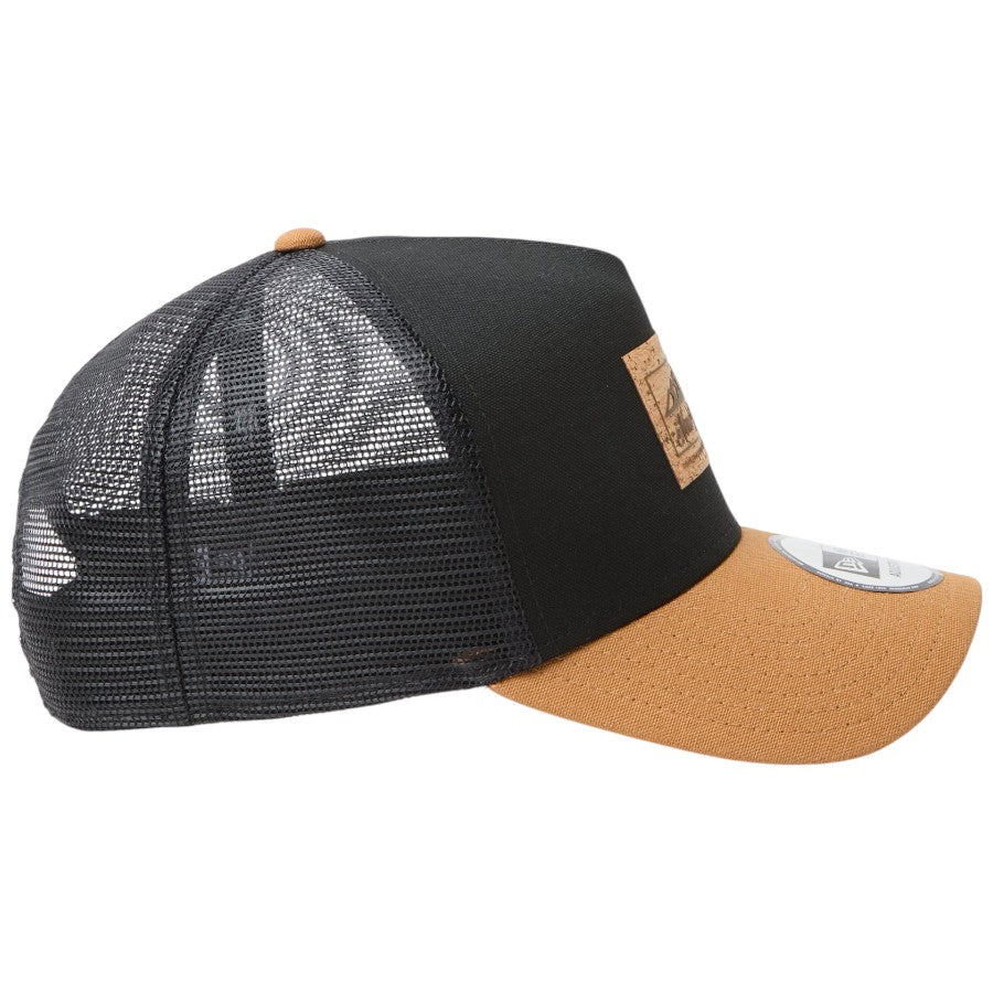 ニューエラ キャップ 帽子 NEW ERA CAP 9FORTY A-Frame トラッカー Cork Patch コルクパッチ ブラック/ライトブロンズ 15125117 | アウトドア 右サイド