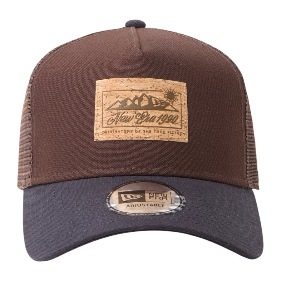 ニューエラ キャップ 帽子 NEW ERA CAP 9FORTY A-Frame トラッカー Cork Patch コルクパッチ バーントウッド/ネイビー 15125116 | アウトドア 正面