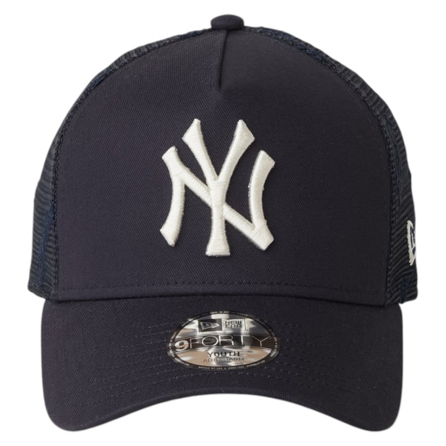 ニューエラ キャップ 帽子 NEW ERA CAP KIDS キッズ Youth 9FORTY A-Frame トラッカー ニューヨーク ヤンキース MLB Embroidered Mesh ネイビー 14747009 正面