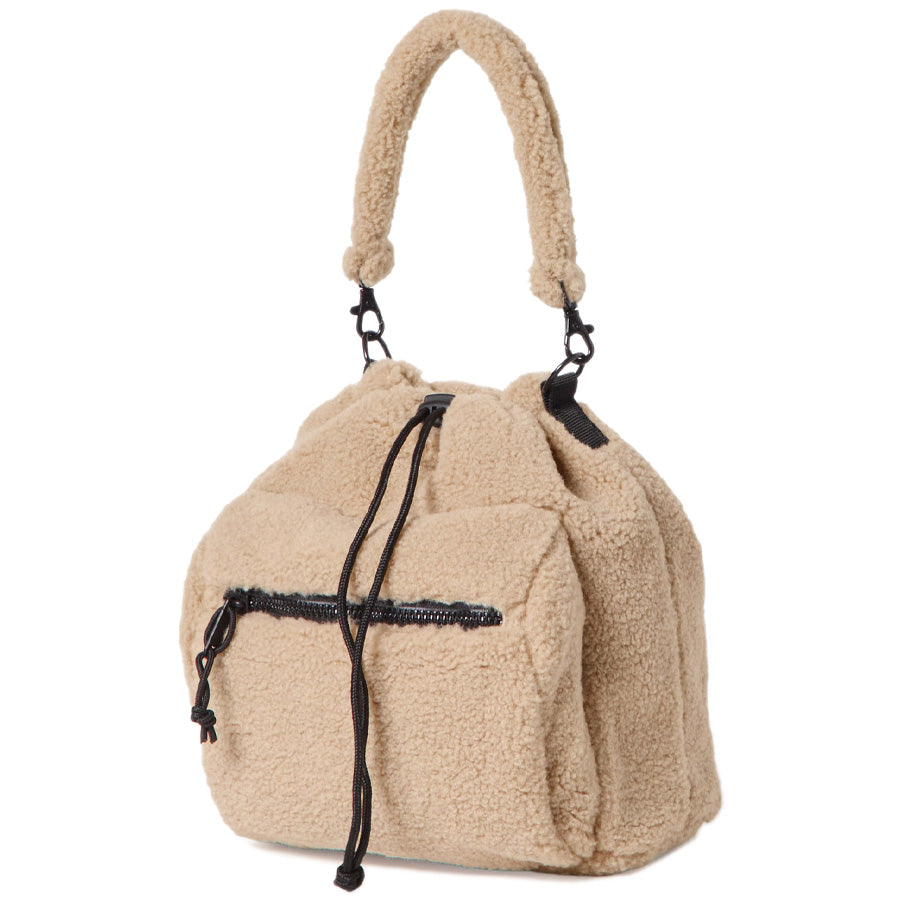 ニューエラ バッグ NEW ERA BAG POUCH 2WAY ドローストリング ポーチ 3L ボア ベージュ 15121572 右斜め前