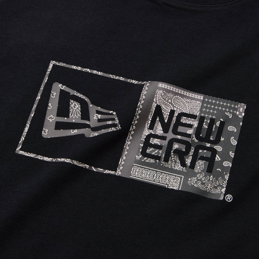 ニューエラ アパレル NEW ERA 半袖 コットン Tシャツ Oriental Paisley ペイズリー ボックスロゴ ブラック 14856701 フロントロゴ
