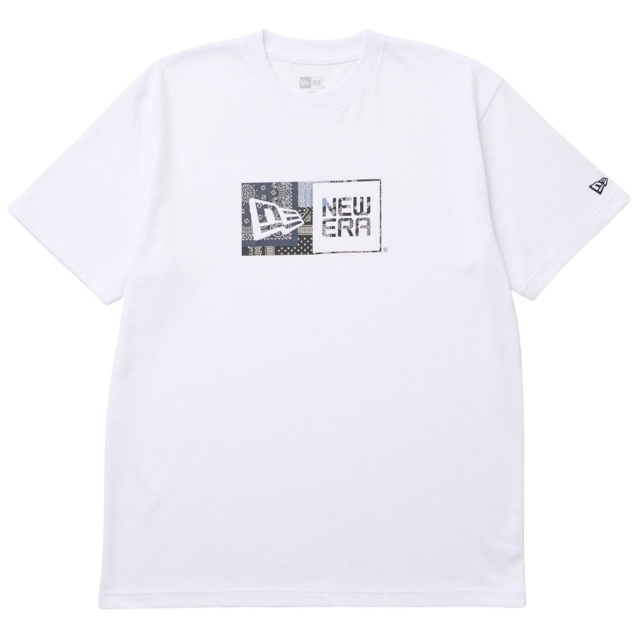 ニューエラ アパレル NEW ERA 半袖 コットン Tシャツ Oriental Paisley ペイズリー ボックスロゴ ホワイト 14856700 フロント