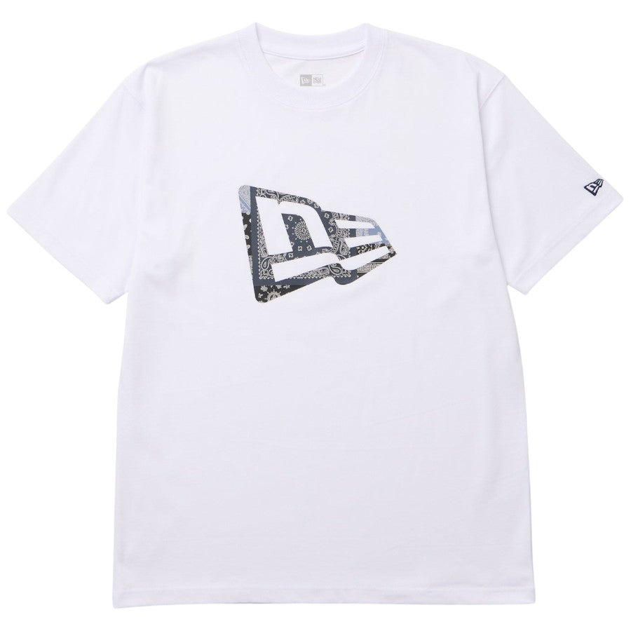 ニューエラ アパレル NEW ERA 半袖 コットン Tシャツ Oriental Paisley ペイズリー フラッグロゴ ホワイト 14856698 フロント