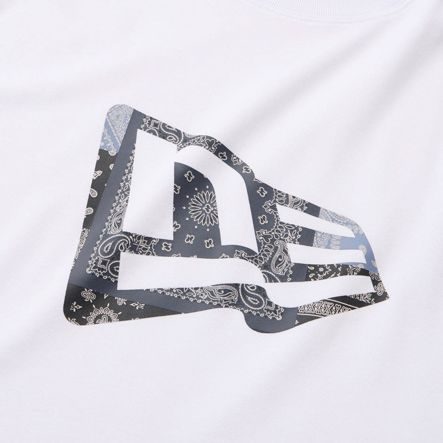 ニューエラ アパレル NEW ERA 半袖 コットン Tシャツ Oriental Paisley ペイズリー フラッグロゴ ホワイト 14856698 フロントロゴ