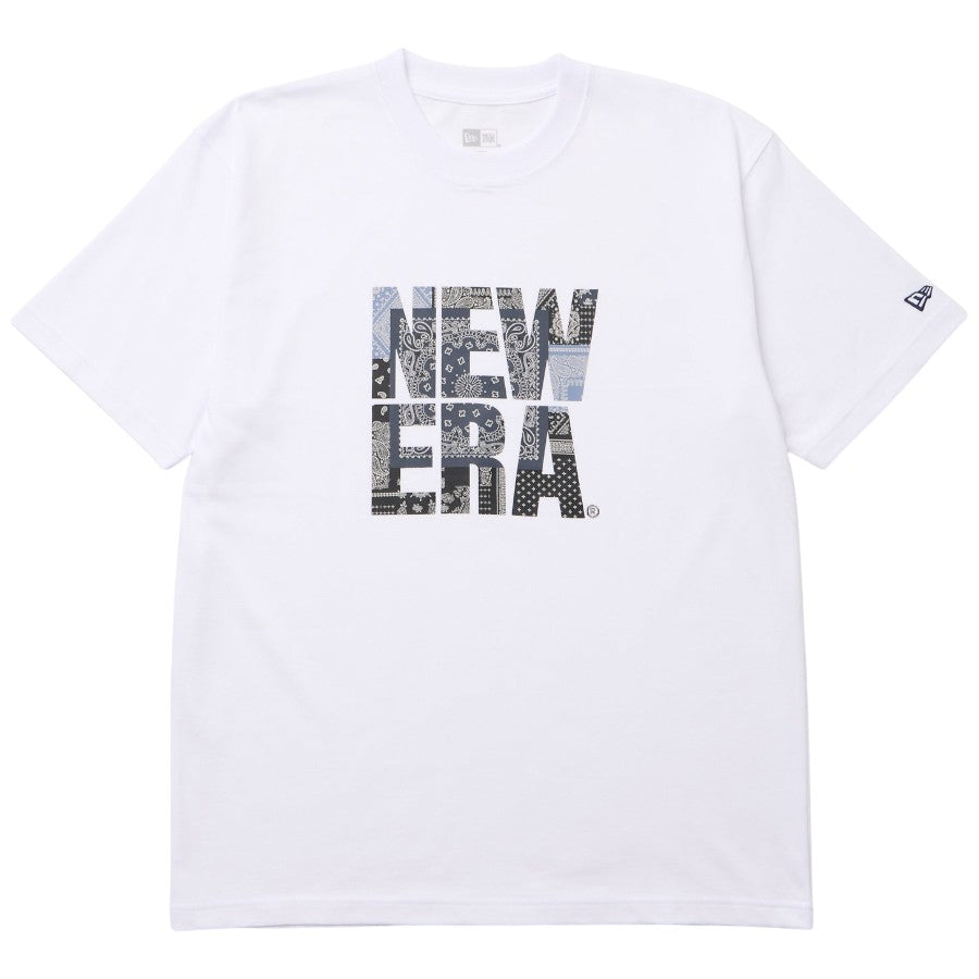 ニューエラ アパレル NEW ERA 半袖 コットン Tシャツ Oriental Paisley ペイズリー スクエアロゴ ホワイト 14856696 正面