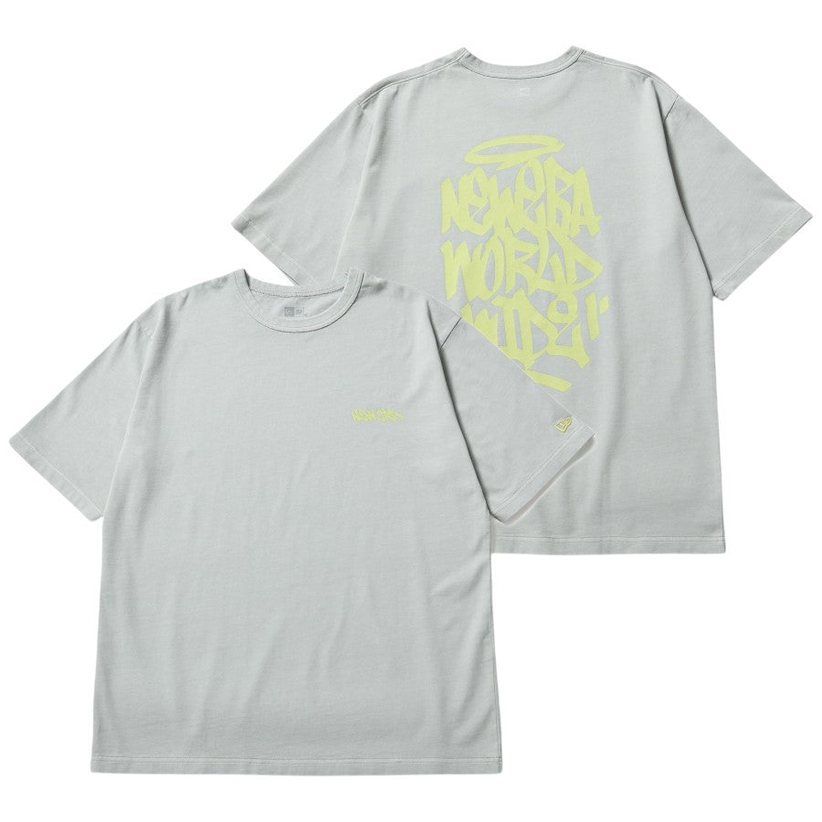 ニューエラ アパレル NEW ERA 半袖 ガーメントダイ コットン Tシャツ Tagging タギング グラフィティー ピグメント加工 グレー 14856687 表裏