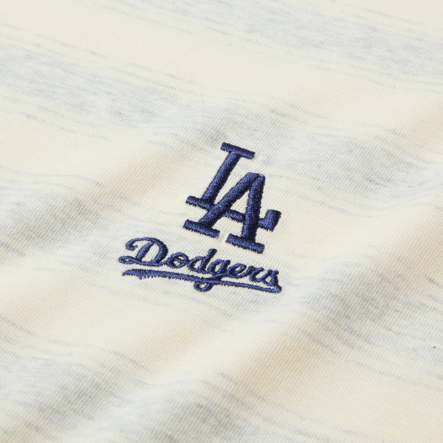 ニューエラ アパレル NEW ERA 半袖 オーバーサイズド コットン Tシャツ ボーダー ロサンゼルス ドジャース オフホワイト 14856683 フロントロゴ