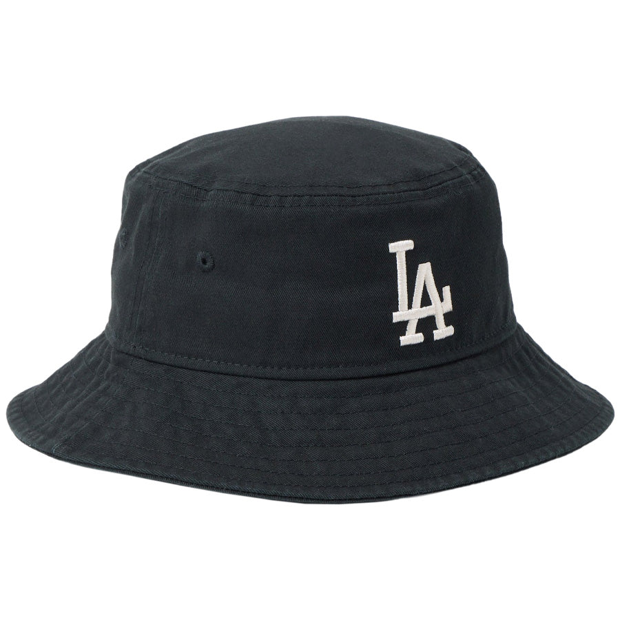 ニューエラ バケハ ハット キッズ NEW ERA BUCKET HAT Kid's バケット01 MLB ロサンゼルス ドジャース ブラック 14747100 左斜め前