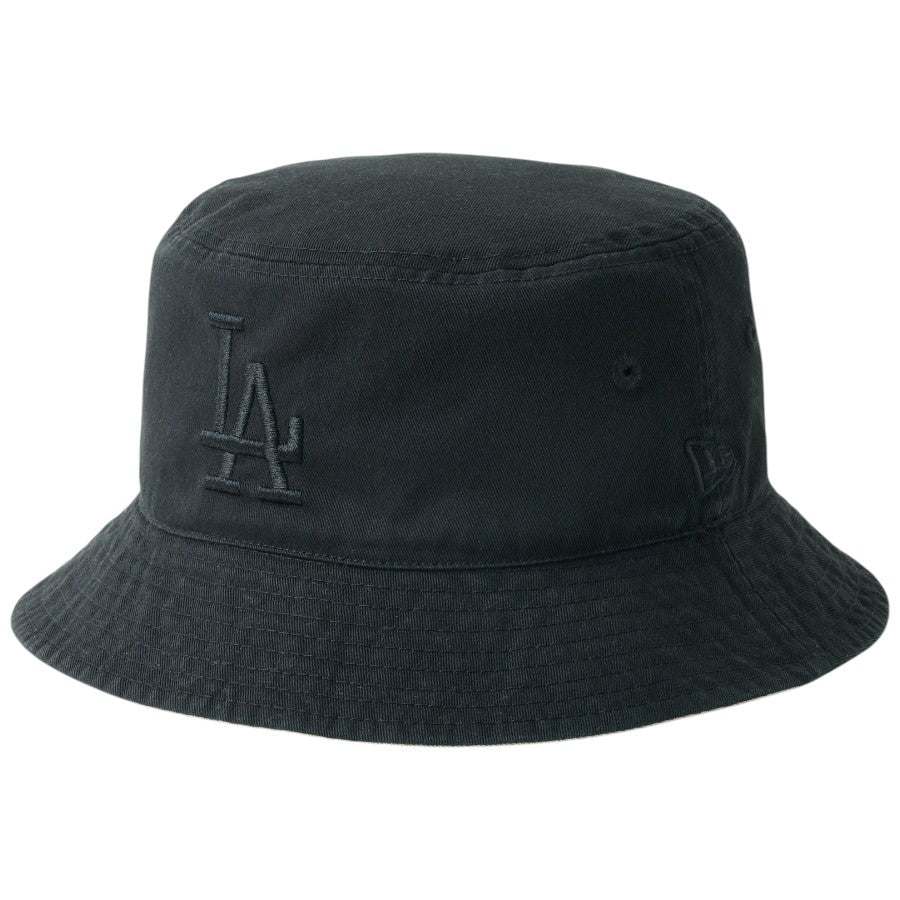 ニューエラ ハット バケハ NEW ERA HAT バケット01 リバーシブル MLB Bucket Hat ロサンゼルス ドジャース ブラック ペブル 14744772 右斜め前