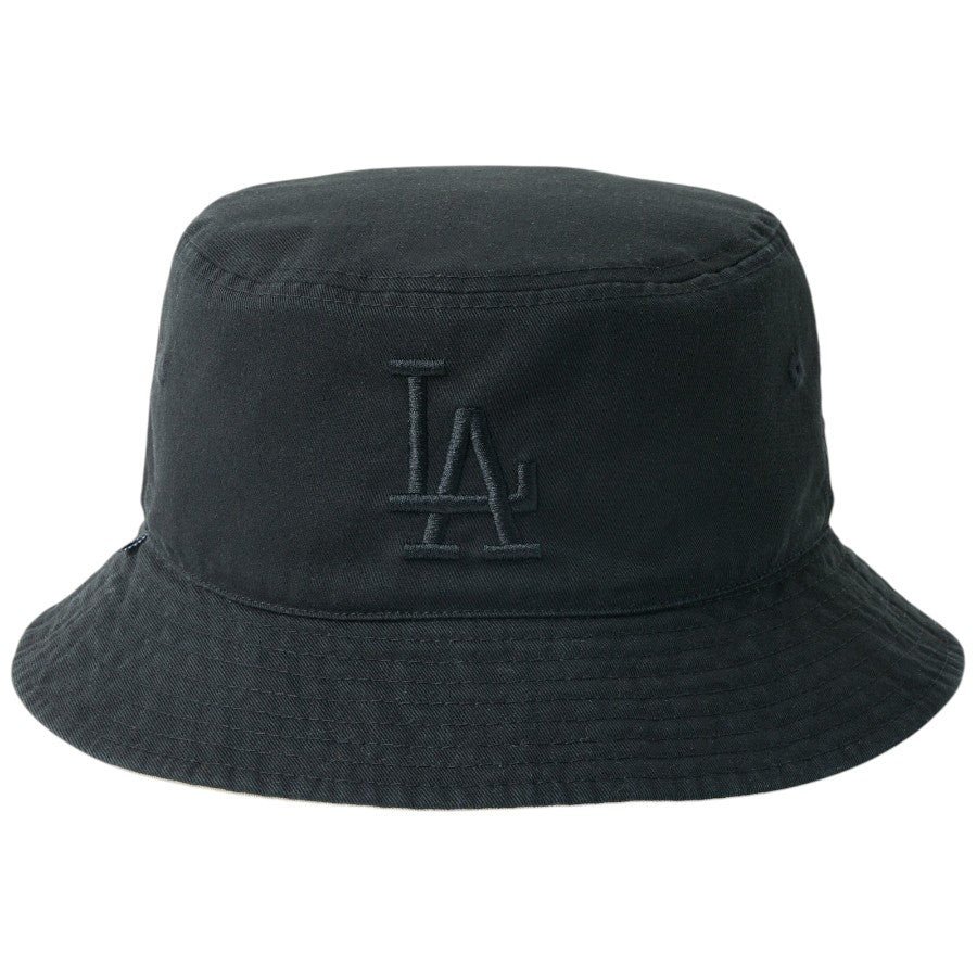 ニューエラ ハット バケハ NEW ERA HAT バケット01 リバーシブル MLB Bucket Hat ロサンゼルス ドジャース ブラック ペブル 14744772 正面
