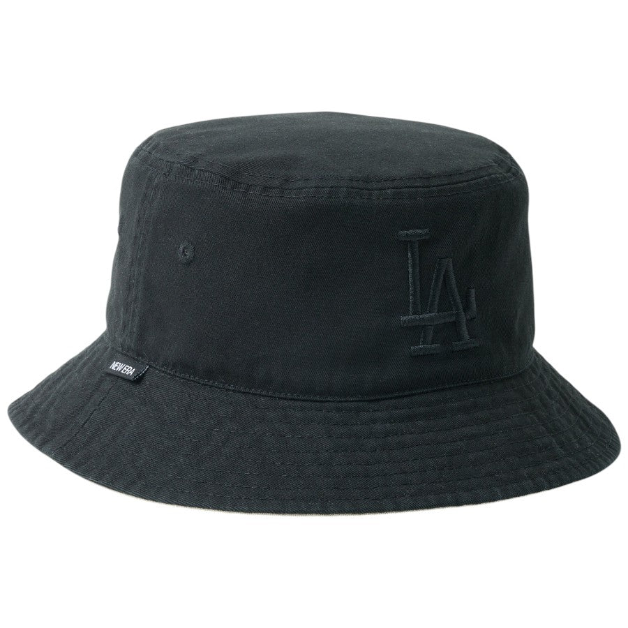 ニューエラ ハット バケハ NEW ERA HAT バケット01 リバーシブル MLB Bucket Hat ロサンゼルス ドジャース ブラック ペブル 14744772 左斜め前