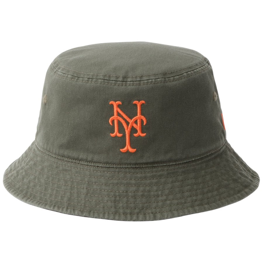 ニューエラ ハット バケハ NEW ERA HAT バケット01 リバーシブル MLB Bucket Hat ニューヨーク メッツ バーントウッド ニューオリーブ 14744771 正面