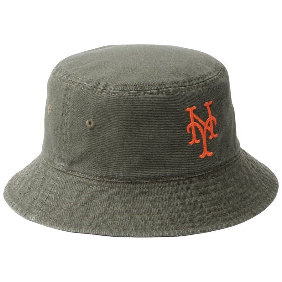 ニューエラ ハット バケハ NEW ERA HAT バケット01 リバーシブル MLB Bucket Hat ニューヨーク メッツ バーントウッド ニューオリーブ 14744771 左斜め前