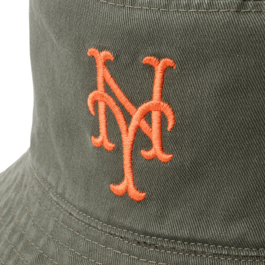 ニューエラ ハット バケハ NEW ERA HAT バケット01 リバーシブル MLB Bucket Hat ニューヨーク メッツ バーントウッド ニューオリーブ 14744771 フロントロゴ