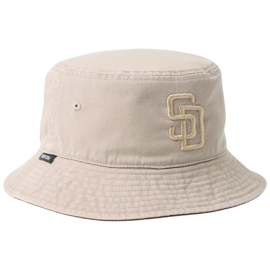 ニューエラ ハット バケハ NEW ERA HAT バケット01 リバーシブル MLB Bucket Hat サンディエゴ パドレス アッシュブラウン/ウォルナット 14744769 左斜め前