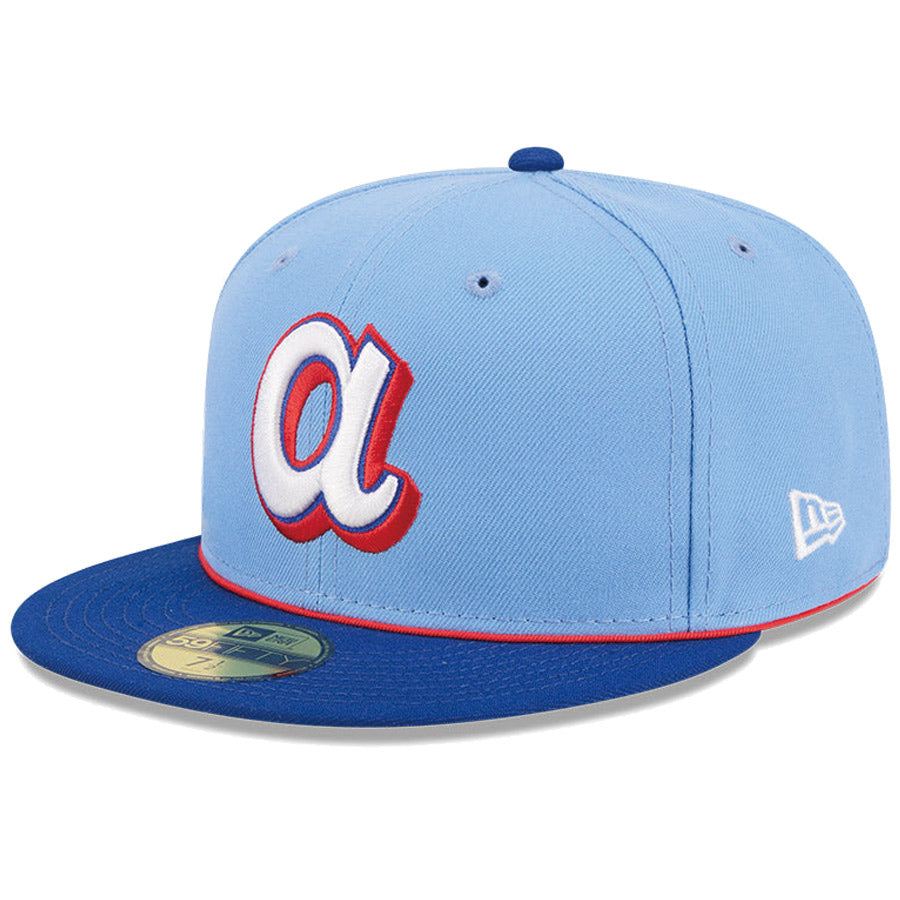 ニューエラ キャップ 帽子 NEW ERA CAP 59FIFTY オンフィールド MLB City Connect シティー コネクト アトランタ ブレーブス スカイブルー 14942561 右斜め前