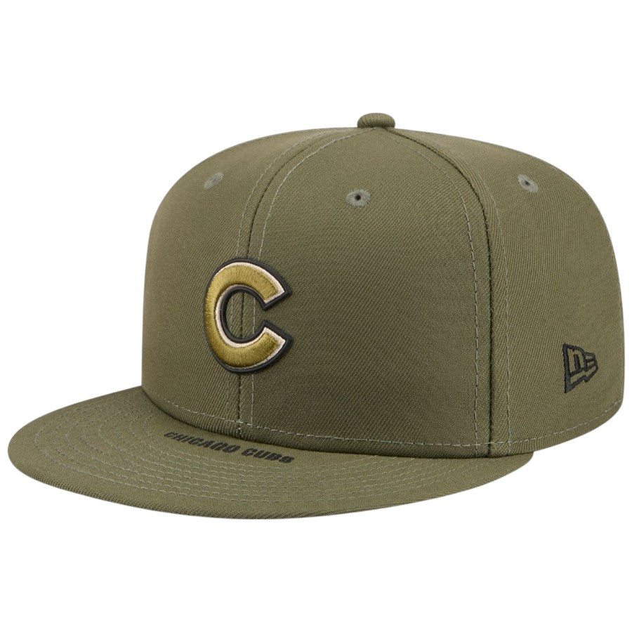 ニューエラ キャップ 帽子 NEW ERA CAP 59FIFTY オンフィールド MLB 2026 Armed Forces Day アームド フォーシズ デー シカゴ カブス ニューオリーブ 14939294 右斜め前