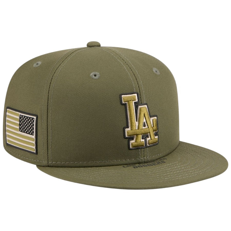 ニューエラ キャップ 帽子 NEW ERA CAP 59FIFTY オンフィールド MLB 2026 Armed Forces Day アームド フォーシズ デー ロサンゼルス ドジャース ニューオリーブ 14939291 左斜め前