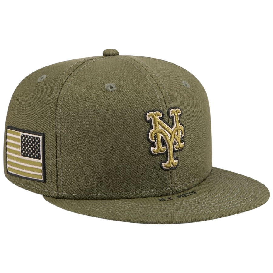 ニューエラ キャップ 帽子 NEW ERA CAP 59FIFTY オンフィールド MLB 2026 Armed Forces Day アームド フォーシズ デー ニューヨーク メッツ ニューオリーブ 14939290 左斜め前