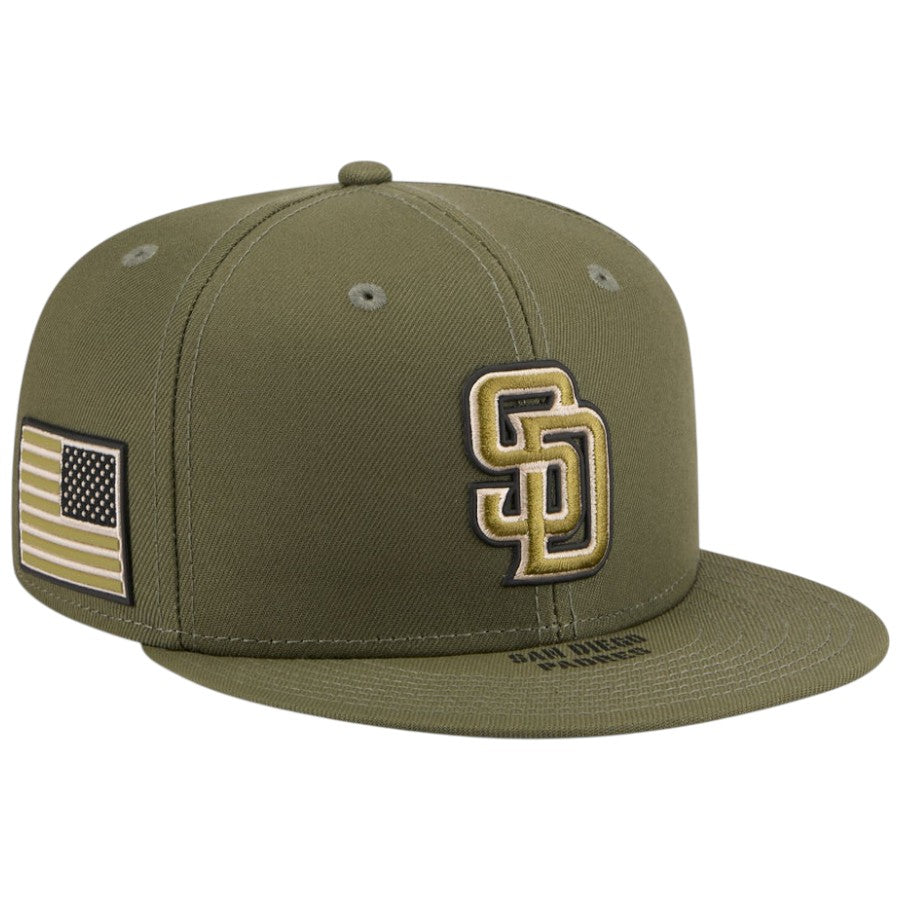 ニューエラ キャップ 帽子 NEW ERA CAP 59FIFTY オンフィールド MLB 2026 Armed Forces Day アームド フォーシズ デー サンディエゴ パドレス ニューオリーブ 14939287 左斜め前