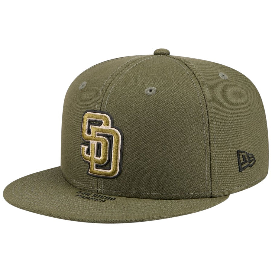 ニューエラ キャップ 帽子 NEW ERA CAP 59FIFTY オンフィールド MLB 2026 Armed Forces Day アームド フォーシズ デー サンディエゴ パドレス ニューオリーブ 14939287 右斜め前