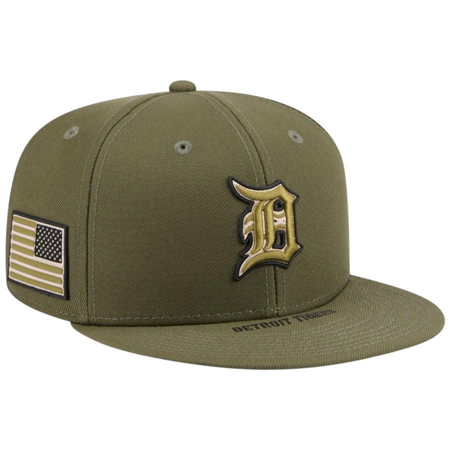 ニューエラ キャップ 帽子 NEW ERA CAP 59FIFTY オンフィールド MLB 2026 Armed Forces Day アームド フォーシズ デー デトロイト タイガース ニューオリーブ 14939292 左斜め前
