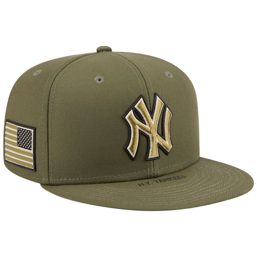ニューエラ キャップ 帽子 NEW ERA CAP 59FIFTY オンフィールド MLB 2026 Armed Forces Day アームド フォーシズ デー ニューヨーク ヤンキース ニューオリーブ 14939289 左斜め前
