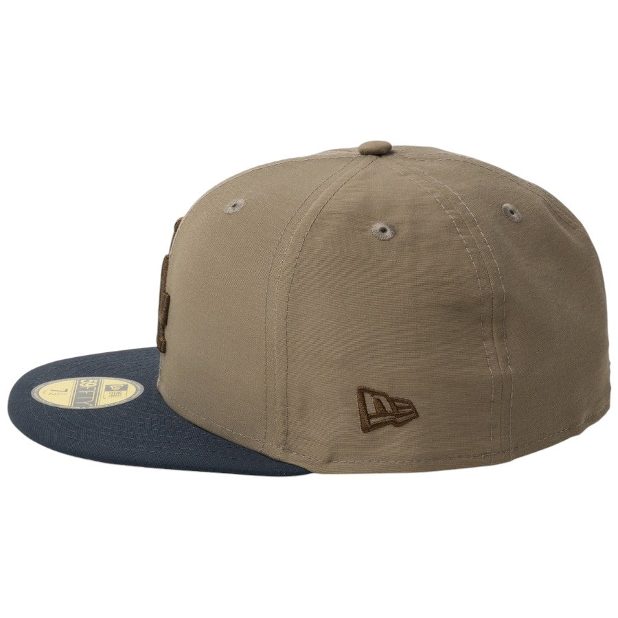 ニューエラ キャップ 帽子 NEW ERA CAP 59FIFTY ロサンゼルス ドジャース Grosgrain グログラン生地 オリーブ/ネイビー 14745171 左サイド
