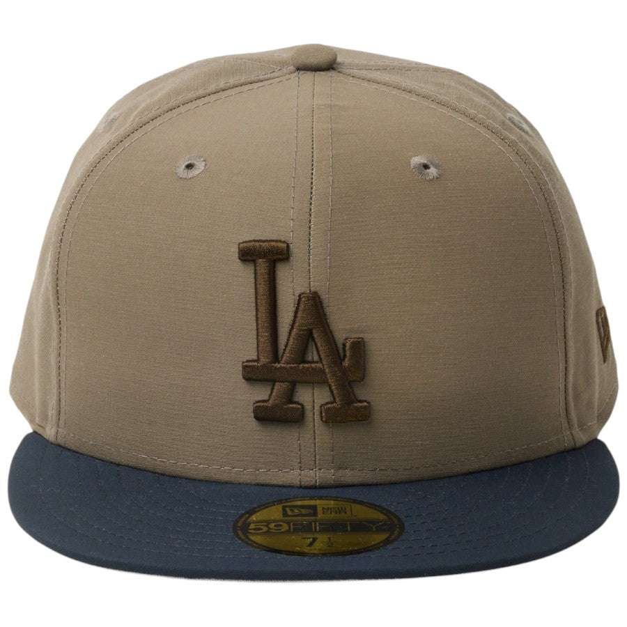 ニューエラ キャップ 帽子 NEW ERA CAP 59FIFTY ロサンゼルス ドジャース Grosgrain グログラン生地 オリーブ/ネイビー 14745171 正面