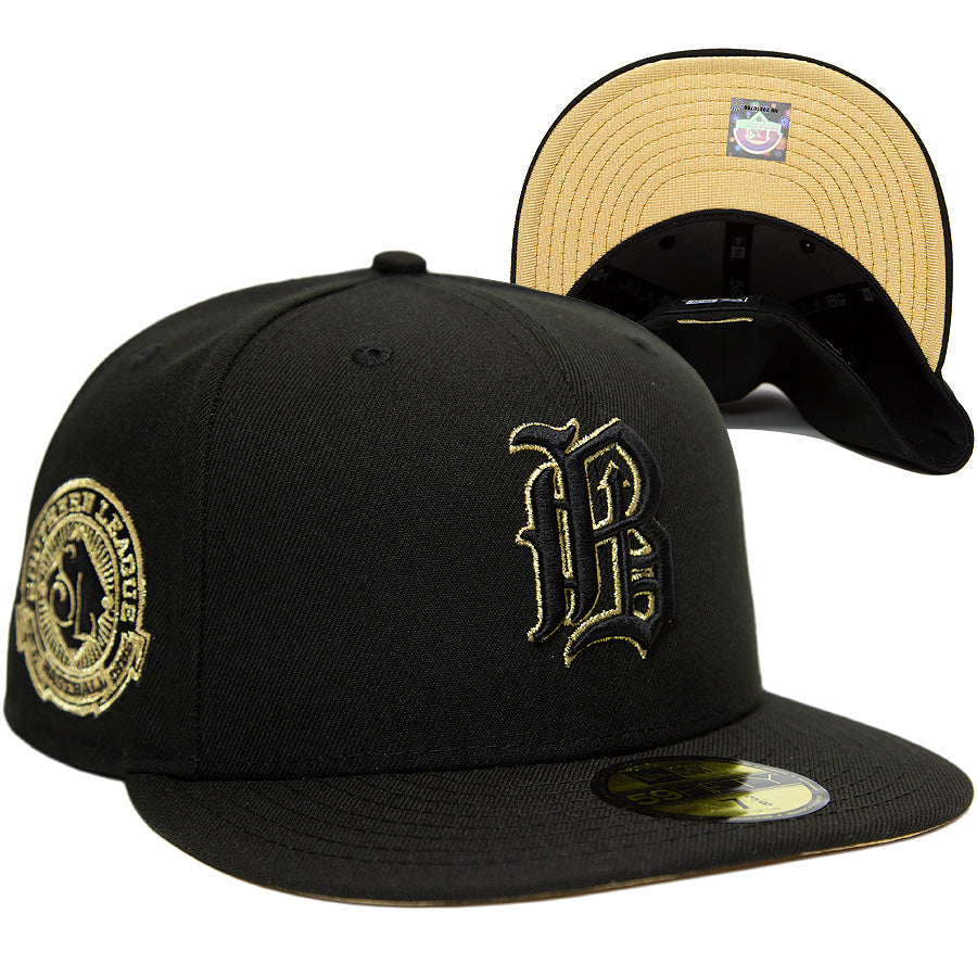 ニューエラ キャップ 帽子 NEW ERA CAP CUSTUM カスタム KINGS 別注 59FIFTY バーミンガム バロンズ Birmingham Barons ブラック × ゴールド マイナーリーグ