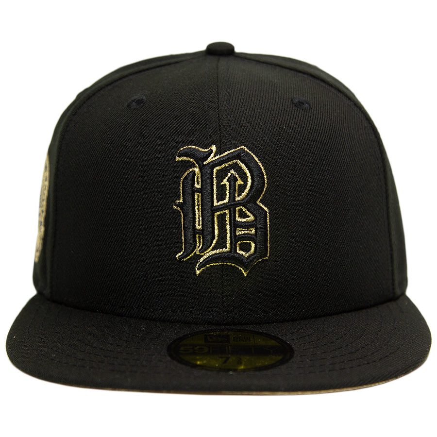 ニューエラ キャップ 帽子 NEW ERA CAP CUSTUM カスタム KINGS 別注 59FIFTY バーミンガム バロンズ Birmingham Barons ブラック × ゴールド マイナーリーグ 正面
