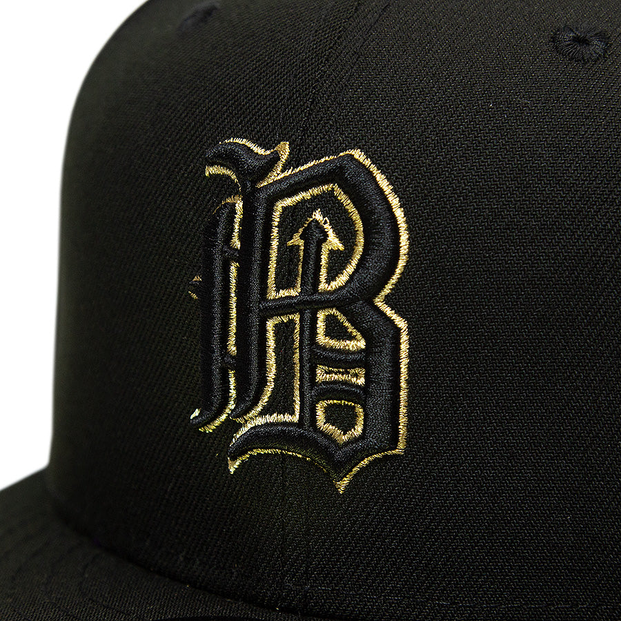 ニューエラ キャップ 帽子 NEW ERA CAP CUSTUM カスタム KINGS 別注 59FIFTY バーミンガム バロンズ Birmingham Barons ブラック × ゴールド マイナーリーグ フロントロゴ