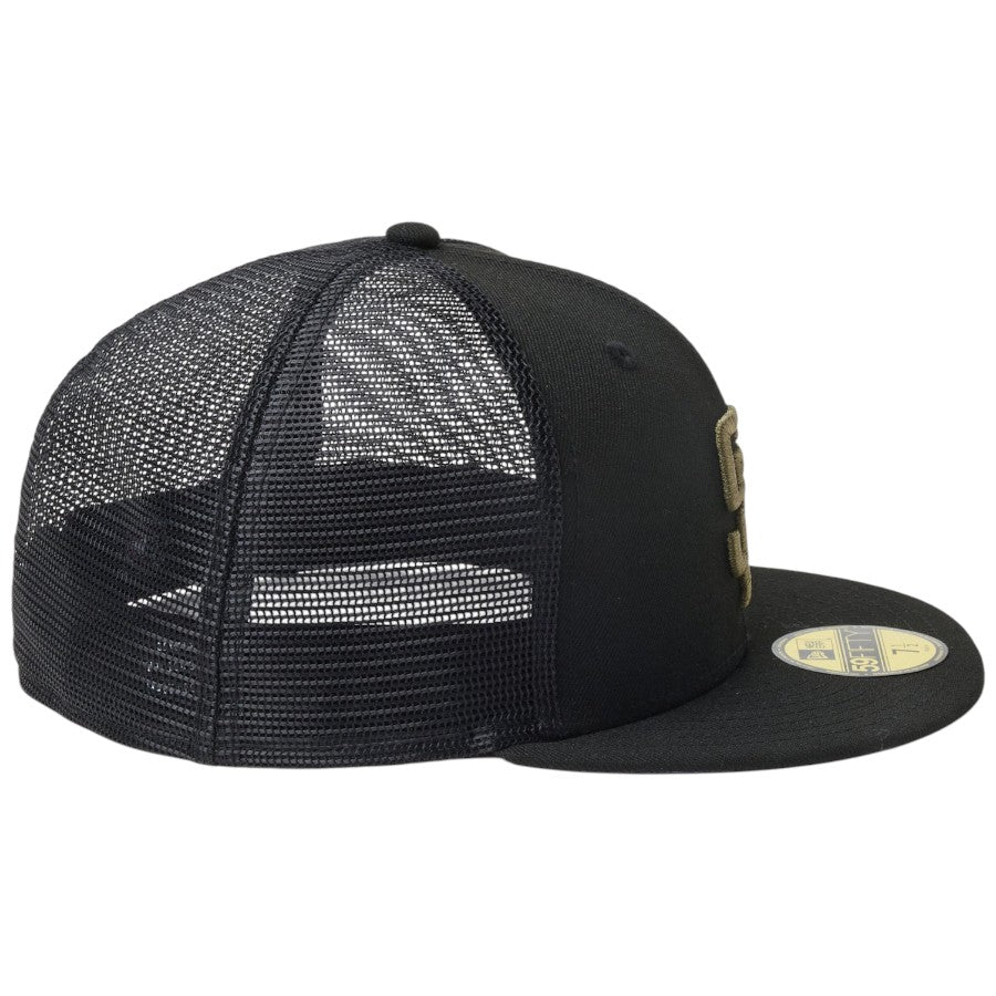 ニューエラ キャップ 帽子 NEW ERA CAP 59FIFTY トラッカー メッシュ サンディエゴ パドレス Hydrangea ハイドレンジア ブラック 14745129 右サイド