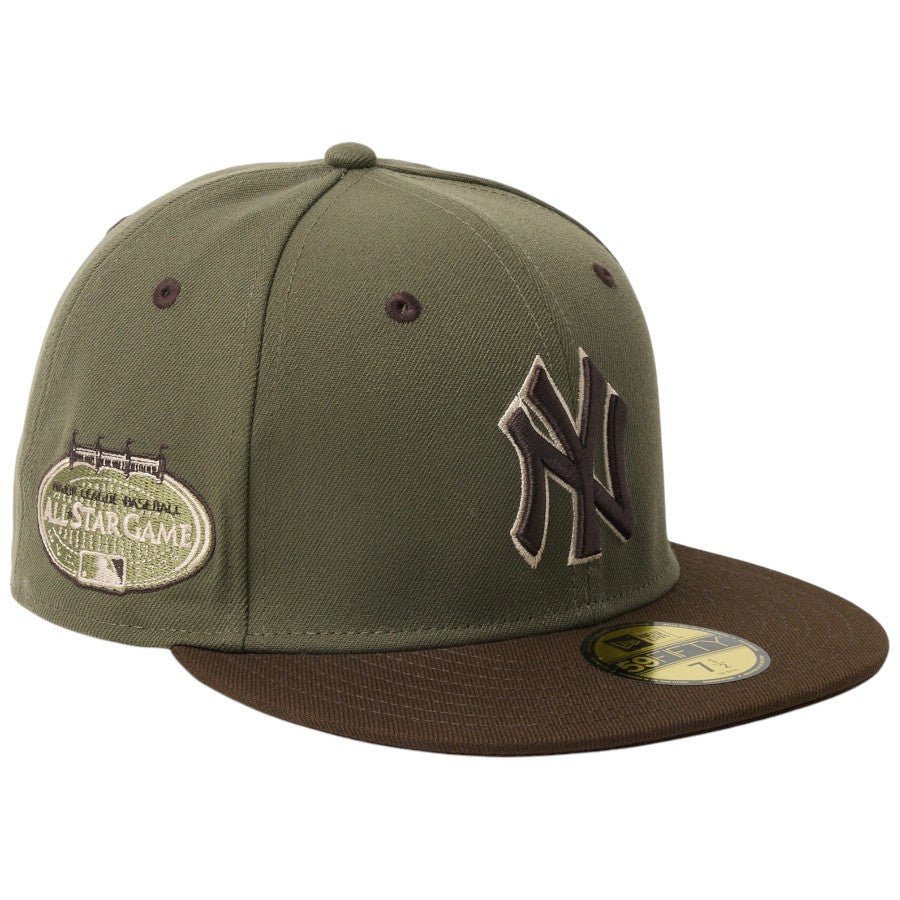 ニューエラ キャップ 帽子 NEW ERA CAP 59FIFTY MLB Camouflage Color カモフラージュ ニューヨーク ヤンキース ニューオリーブ/ウォルナット 14745158 左斜め前