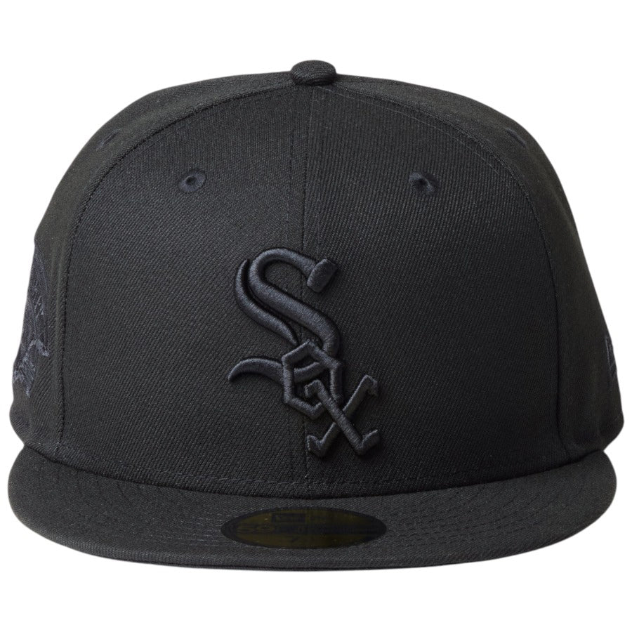 ニューエラ キャップ 帽子 NEW ERA CAP 59FIFTY シカゴ ホワイトソックス MLB Black on Black ブラック/ブラック 14745189 正面