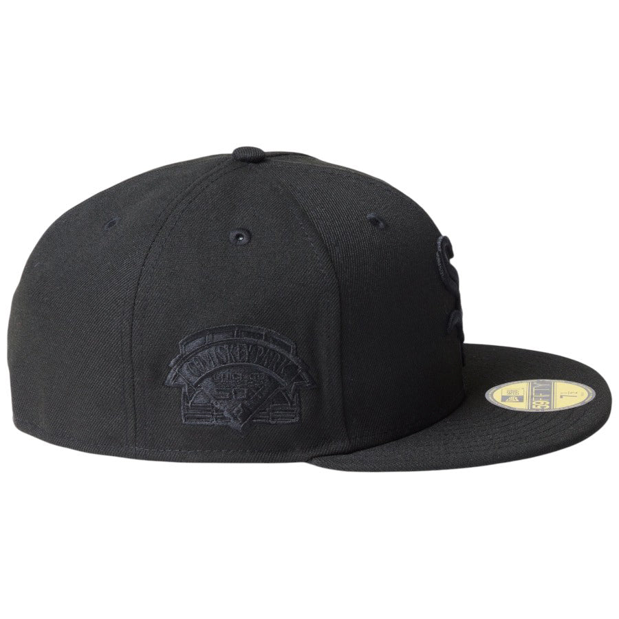 ニューエラ キャップ 帽子 NEW ERA CAP 59FIFTY シカゴ ホワイトソックス MLB Black on Black ブラック/ブラック 14745189 右サイド