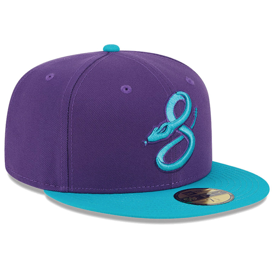 ニューエラ キャップ NEW ERA CAP 59FIFTY オンフィールド MLB City Connect アリゾナ ダイヤモンドバックス パープル スカイブルーバイザー 14521644 左斜め前