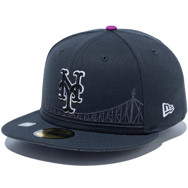 ニューエラ キャップ NEW ERA CAP 59FIFTY オンフィールド MLB City Connect ニューヨーク メッツ チャコールグレー 14521634 右斜め前