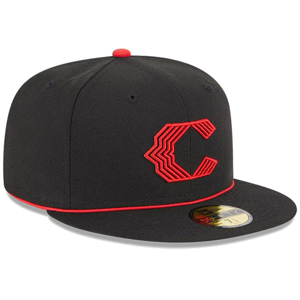 ニューエラ キャップ NEW ERA CAP 59FIFTY オンフィールド MLB City Connect シンシナティ レッズ ブラック 14521624 左斜め前