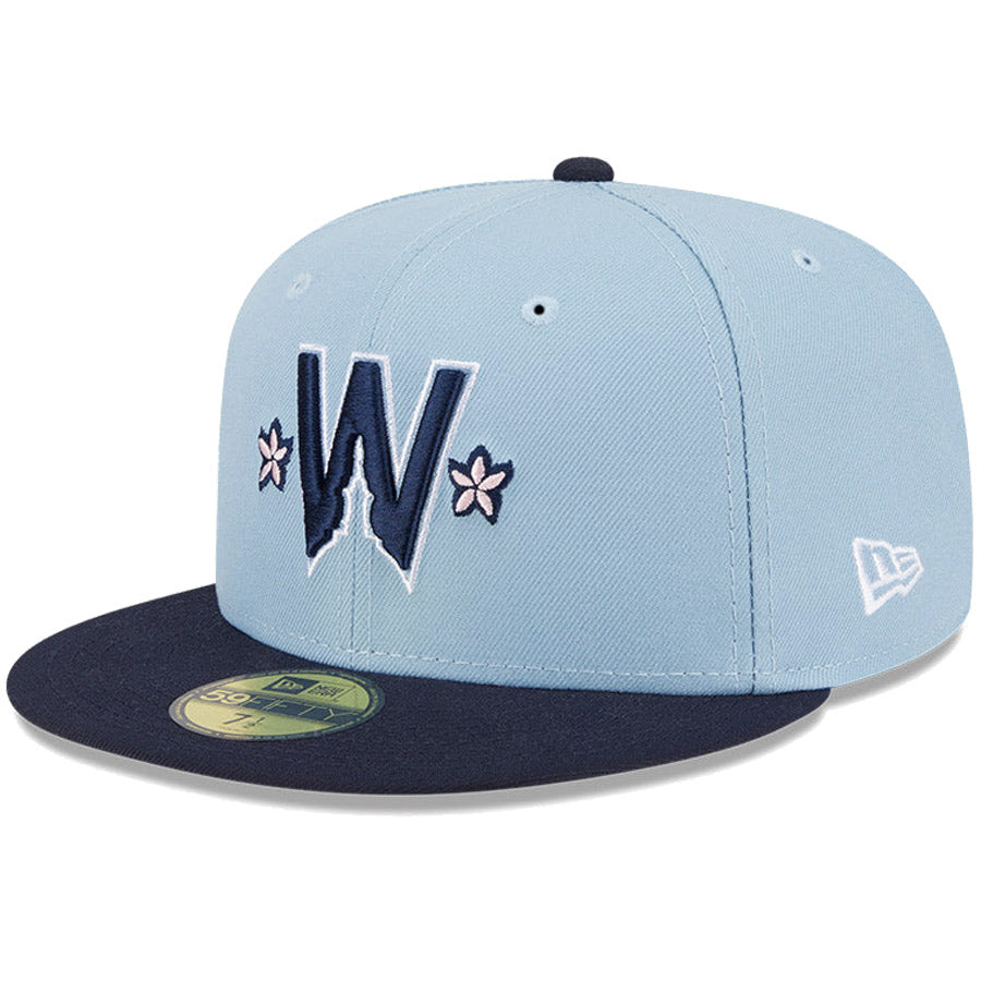 ニューエラ キャップ NEW ERA CAP 59FIFTY オンフィールド MLB City Connect  シティー コネクト ワシントン ナショナルズ スカイブルー/ネイビー 14521628 右斜め前