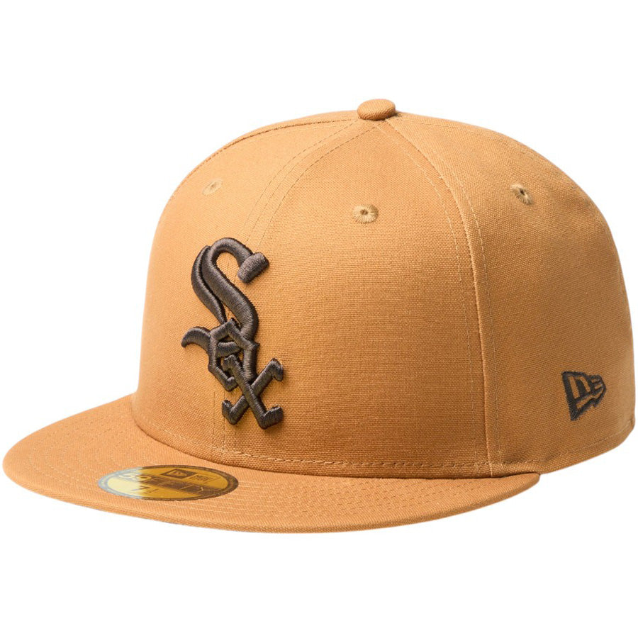 ニューエラ キャップ 帽子 NEW ERA CAP 59FIFTY MLB Duck Canvas ダック キャンバス シカゴ ホワイトソックス ライトブロンズ 14745188 右斜め前