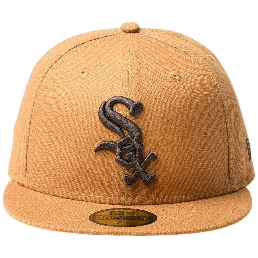 ニューエラ キャップ 帽子 NEW ERA CAP 59FIFTY MLB Duck Canvas ダック キャンバス シカゴ ホワイトソックス ライトブロンズ 14745188 正面