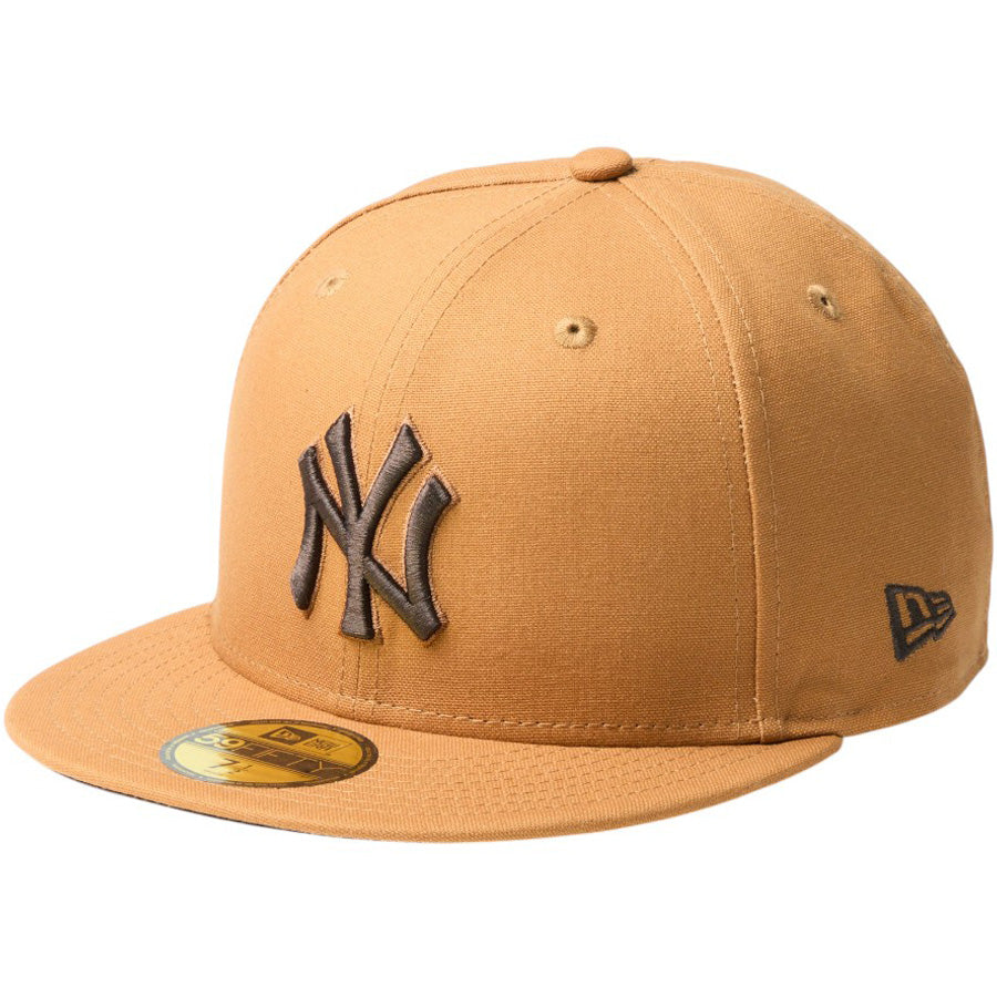 ニューエラ キャップ 帽子 NEW ERA CAP 59FIFTY MLB Duck Canvas ダック キャンバス ニューヨーク ヤンキース ライトブロンズ 14745156 右斜め前