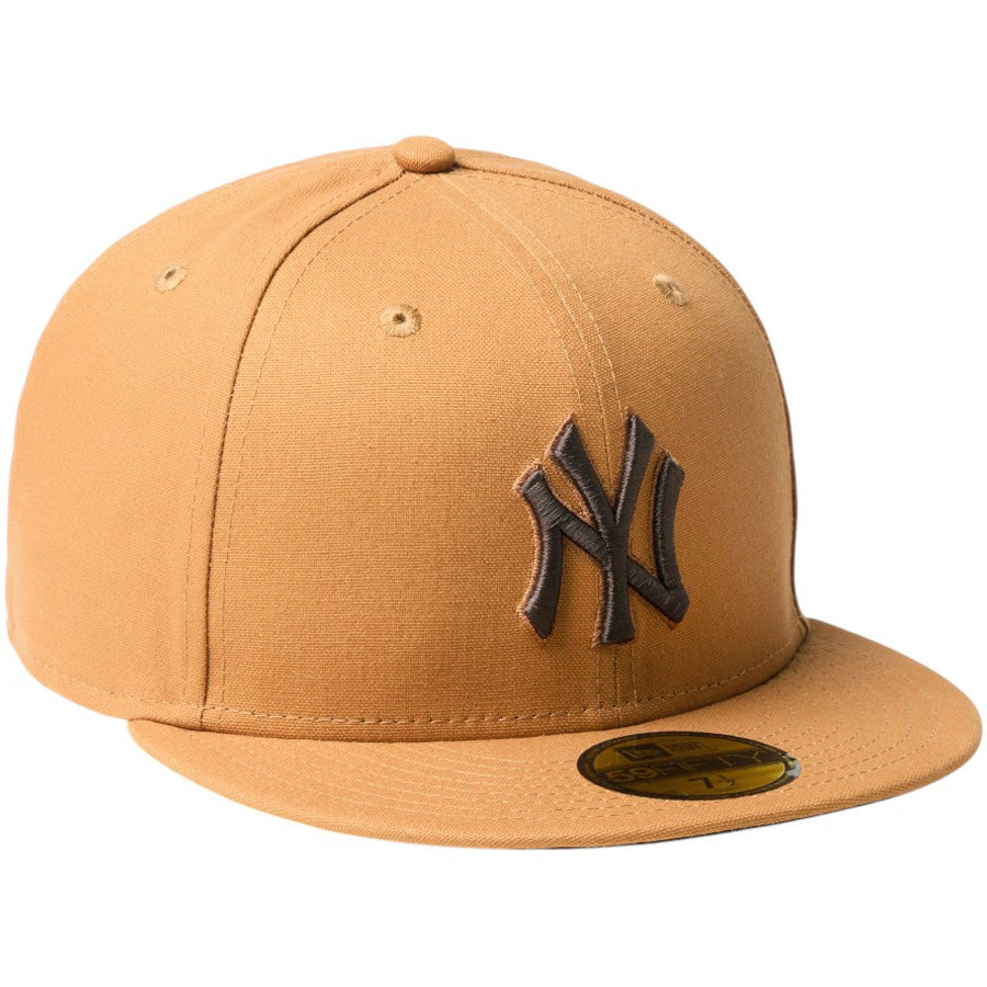 ニューエラ キャップ 帽子 NEW ERA CAP 59FIFTY MLB Duck Canvas ダック キャンバス ニューヨーク ヤンキース ライトブロンズ 14745156 左斜め前