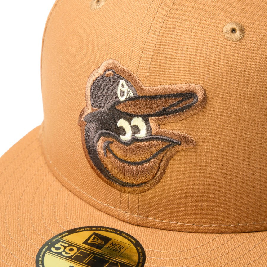 ニューエラ キャップ 帽子 NEW ERA CAP 59FIFTY MLB Duck Canvas ダック キャンバス ボルティモア オリオールズ ライトブロンズ 14745191 フロントロゴ